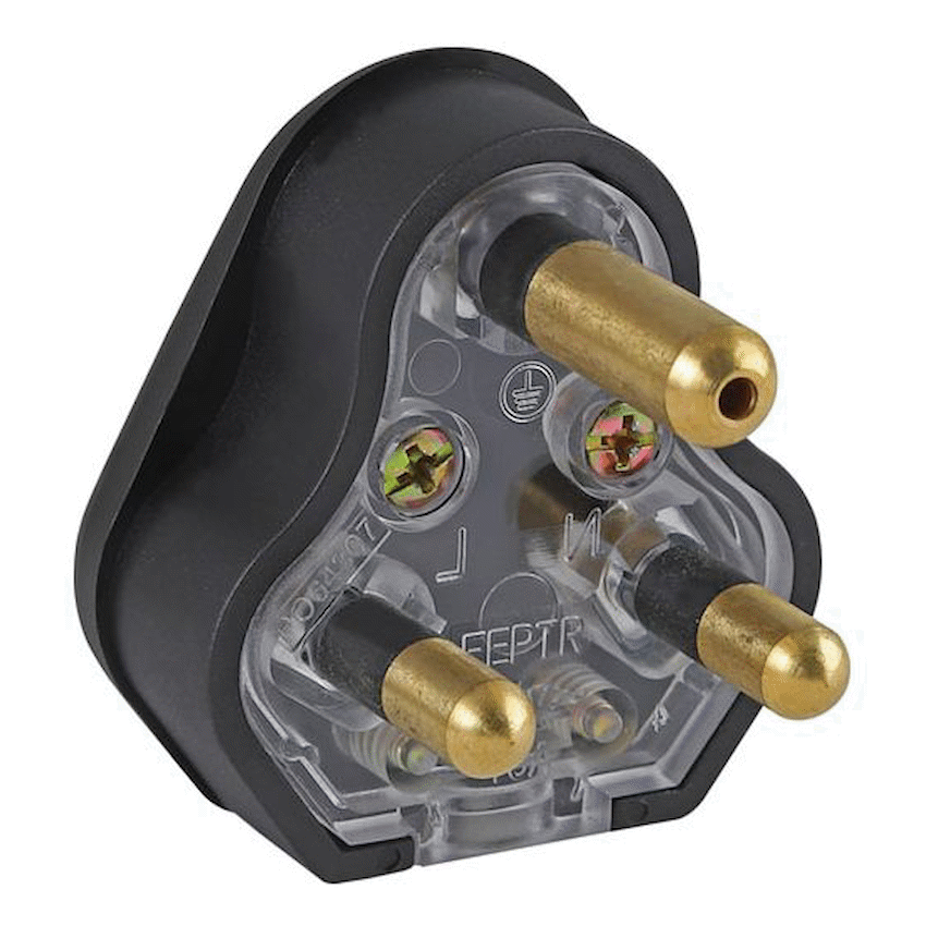 Ellies 16a Heavy-Duty Rubber Screw-on Plug Top - Black