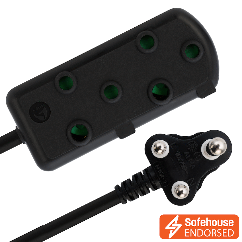 Ellies Side-by-Side Heavy-Duty Extension Lead - 3m - Black