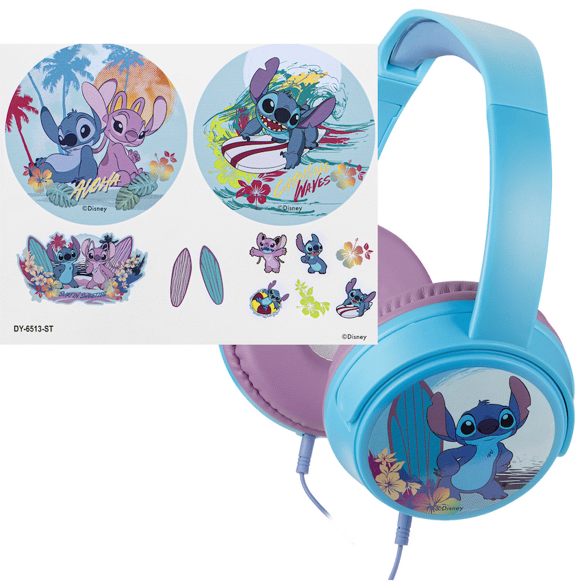 Disney Stitch Wired Headphones with 11 Stickers