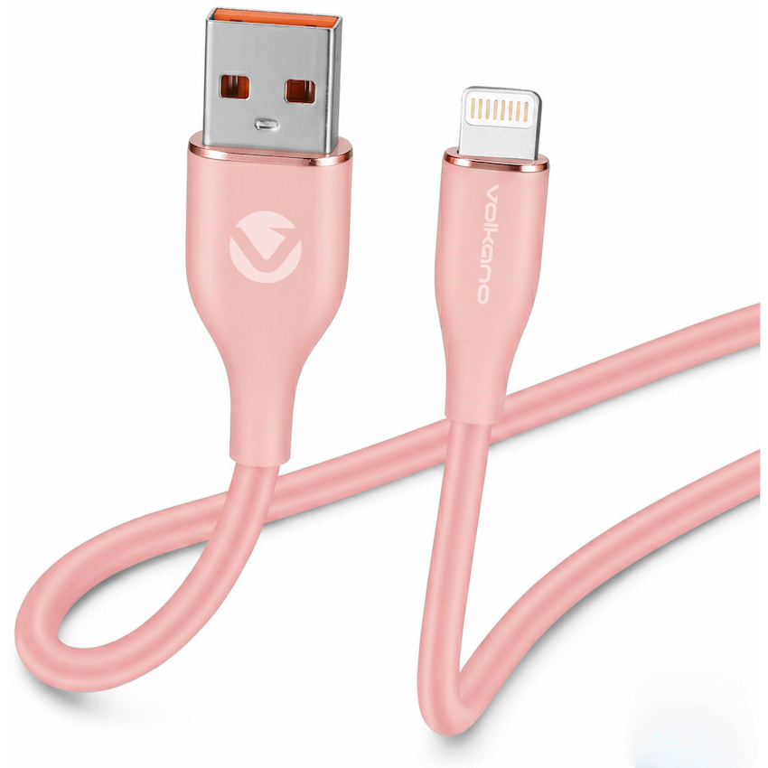 Volkano Flexi Series USB to MFI Lightning 1.5m 27w - Pink