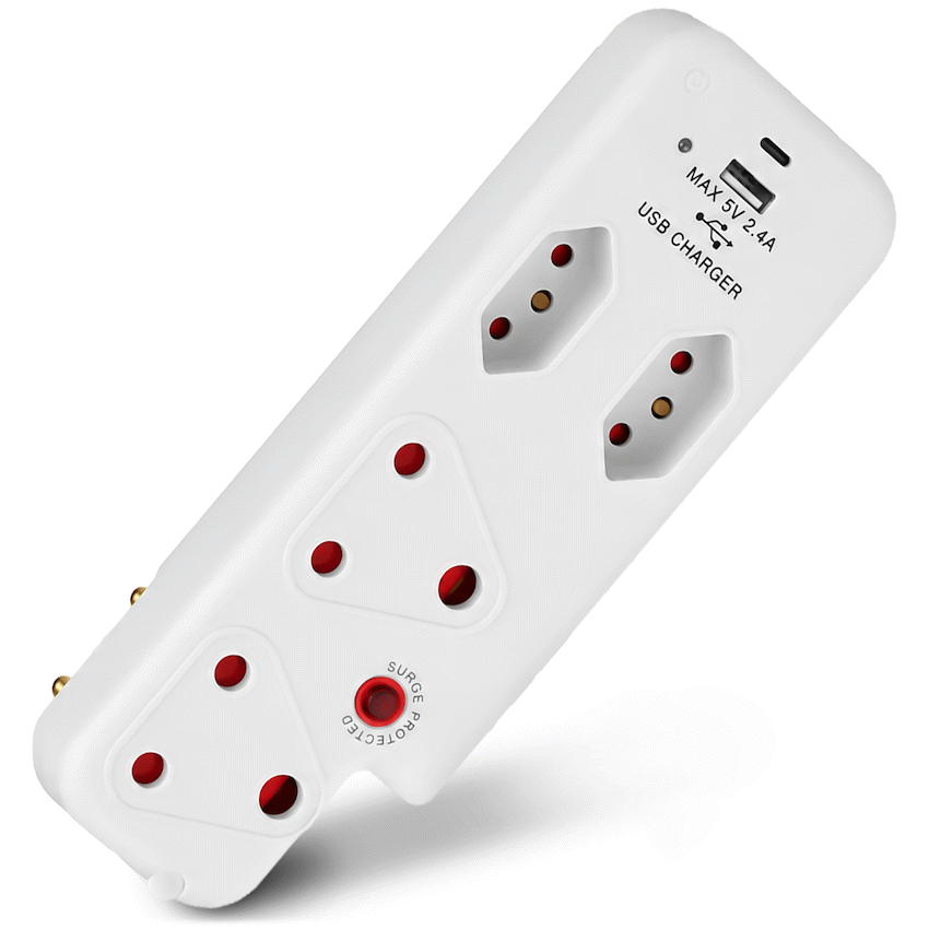 Switched 4-Way Medium Surge Adaptor with Type-C + USB