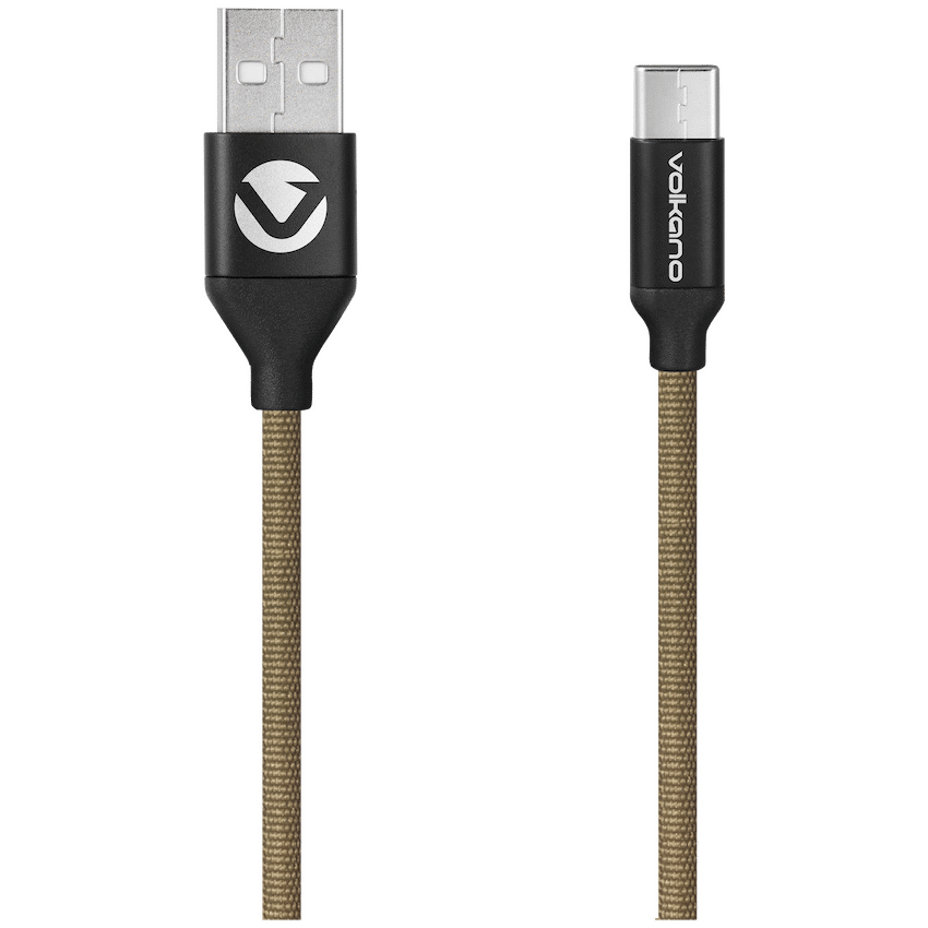 Volkano Weave Series Fabric Braided Micro USB Cable 1.2m - Army Green