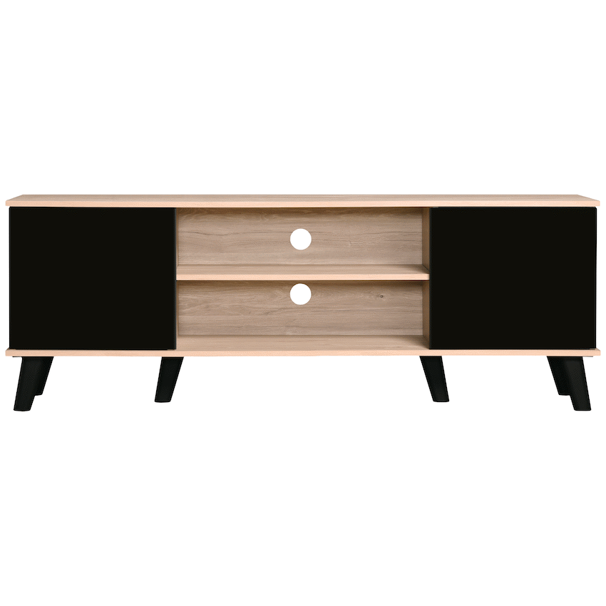 Everfurn Laurel TV Stand 1600w, Two Cupboards - Black