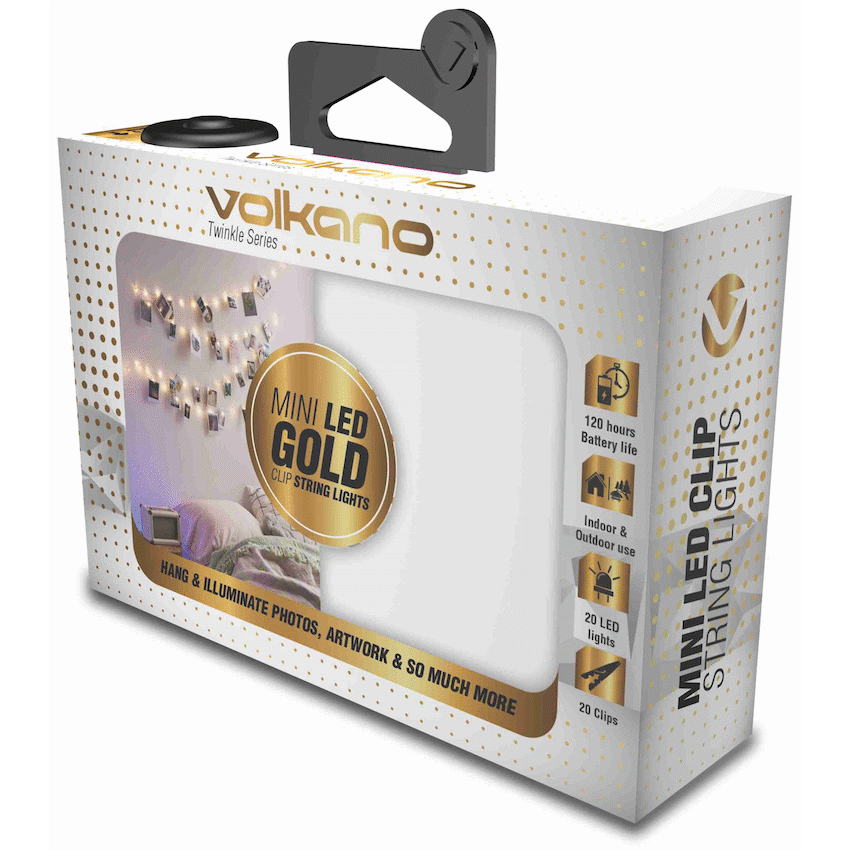 Volkano Twinkle Series Photo Clips with LED Lights - Gold