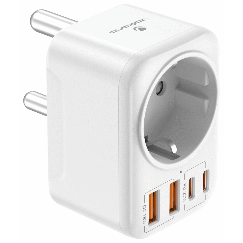Volkano MultiVolt Series 2x USB-A + 2x USB-C adaptor SA Plug to multi travel socket 20Watt