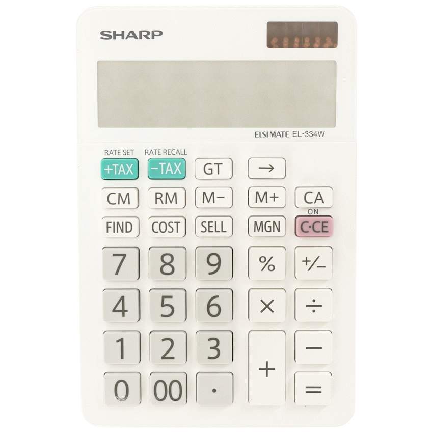Sharp ElsiMate EL334WB - 12 Digit Desk Calculator