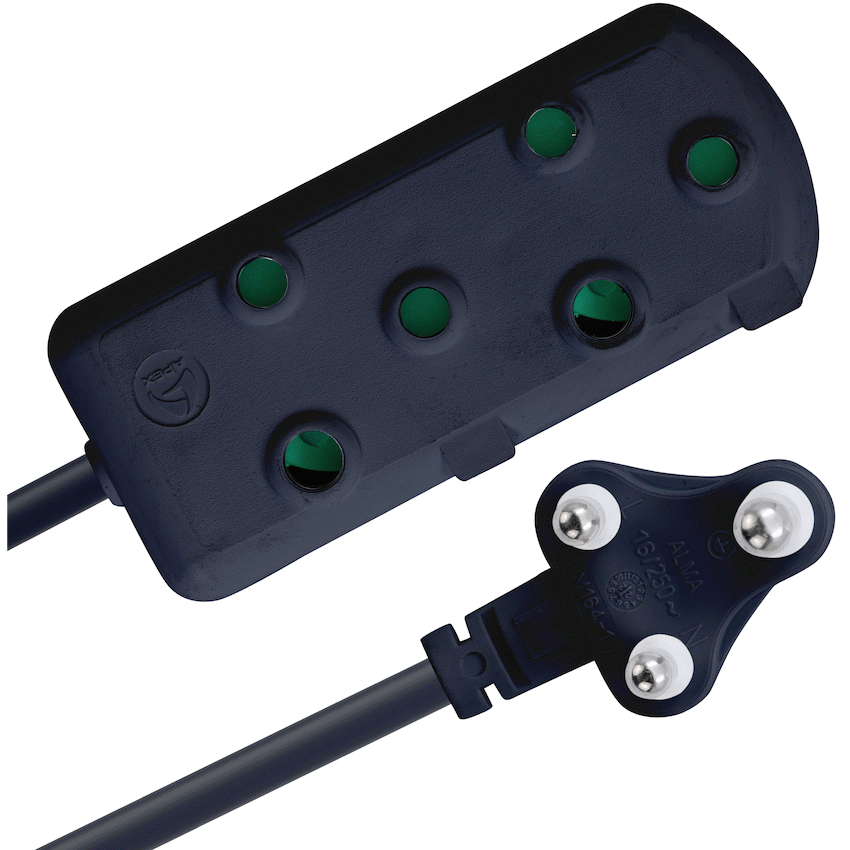 Switched Heavy Duty Side by Side (SBS) Extension Leads 10m - BK