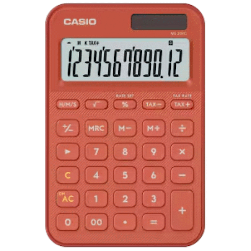 Casio MS-20YC 12 Digit Desk Calculator Red