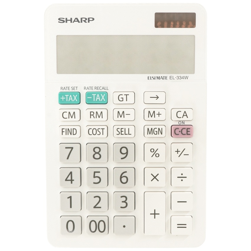 Sharp ElsiMate EL334WB - 12 Digit Desk Calculator
