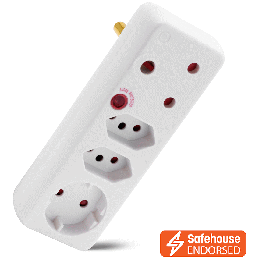 Ellies 4-Way Surge Adaptor with Schuko - WT