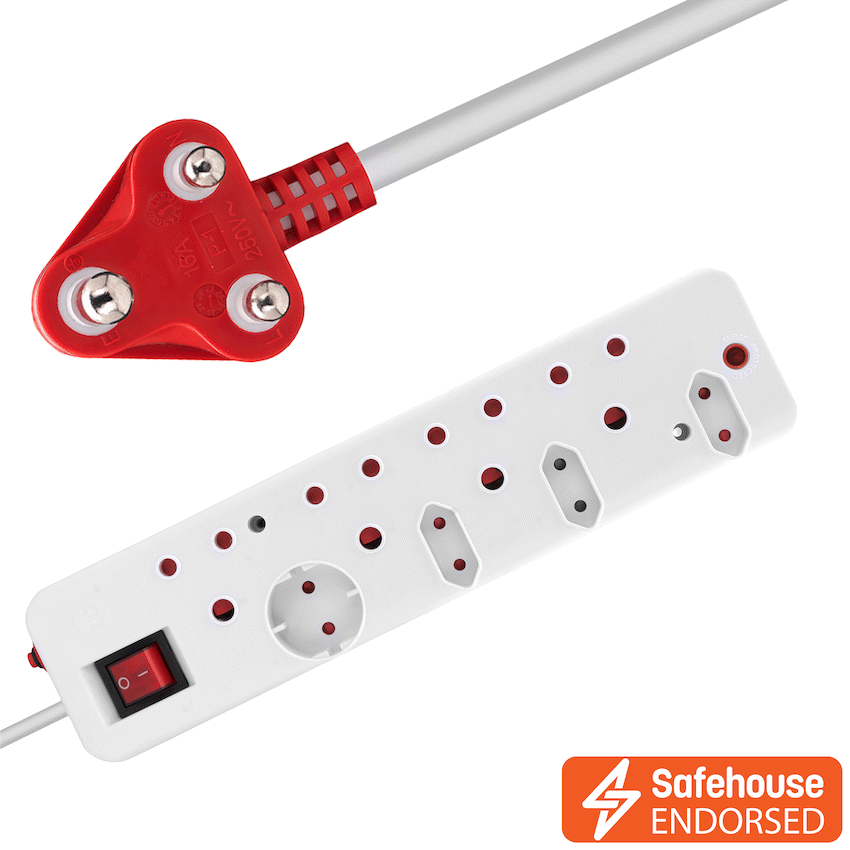 Ellies 8-Way Surge Multiplug 0.5m - WT