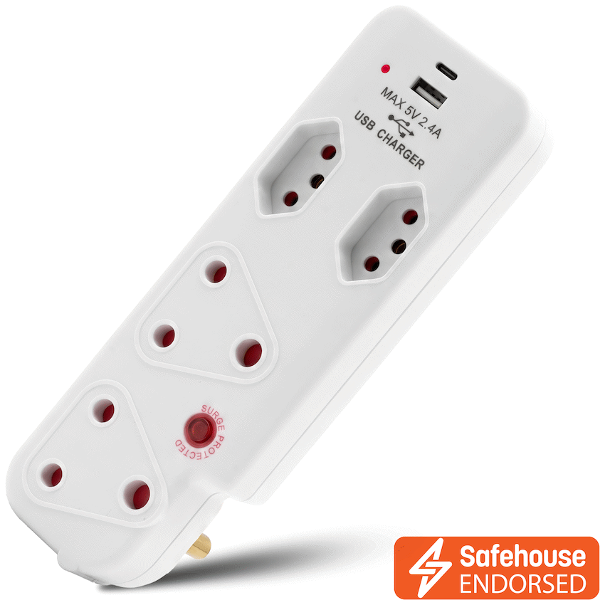 Ellies  4 Way Surge adaptor with type C + USB - WT