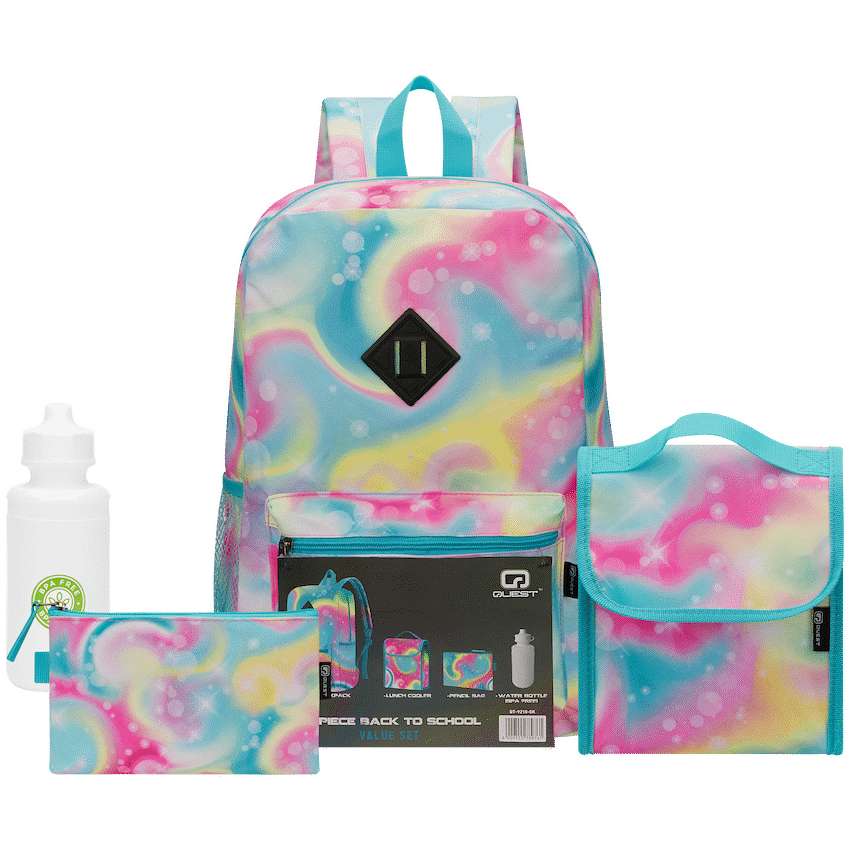 Quest 4-Piece Backpack Set Rainbow Swirl Sky