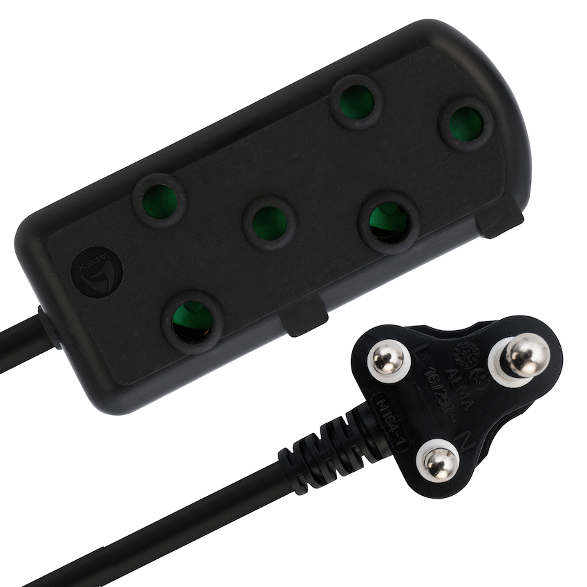 Ellies Side-by-Side Heavy-Duty Extension Lead - 3m - Black