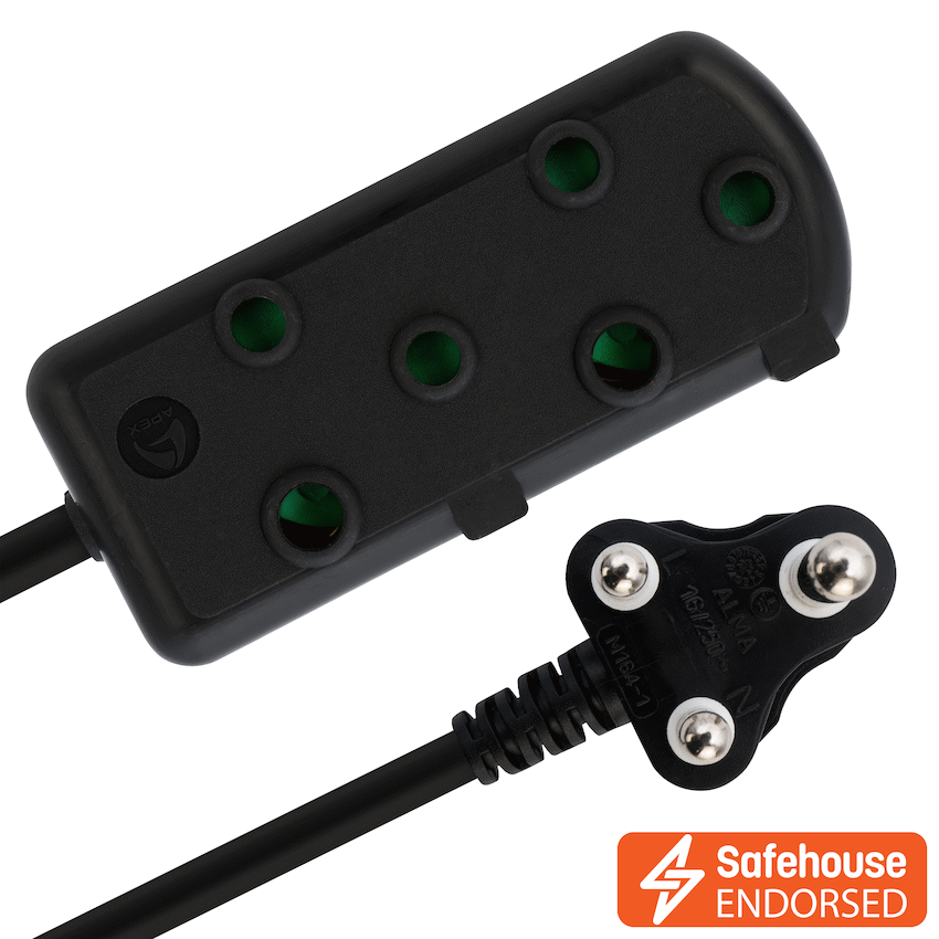 Ellies Side by Side Light Duty Extension Lead - 5m - Black