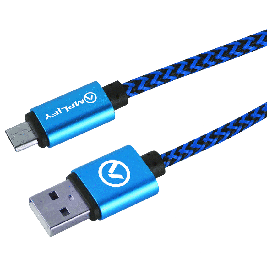Amplify Linked Series Micro USB Braided Cable - 2m - Black/Blue