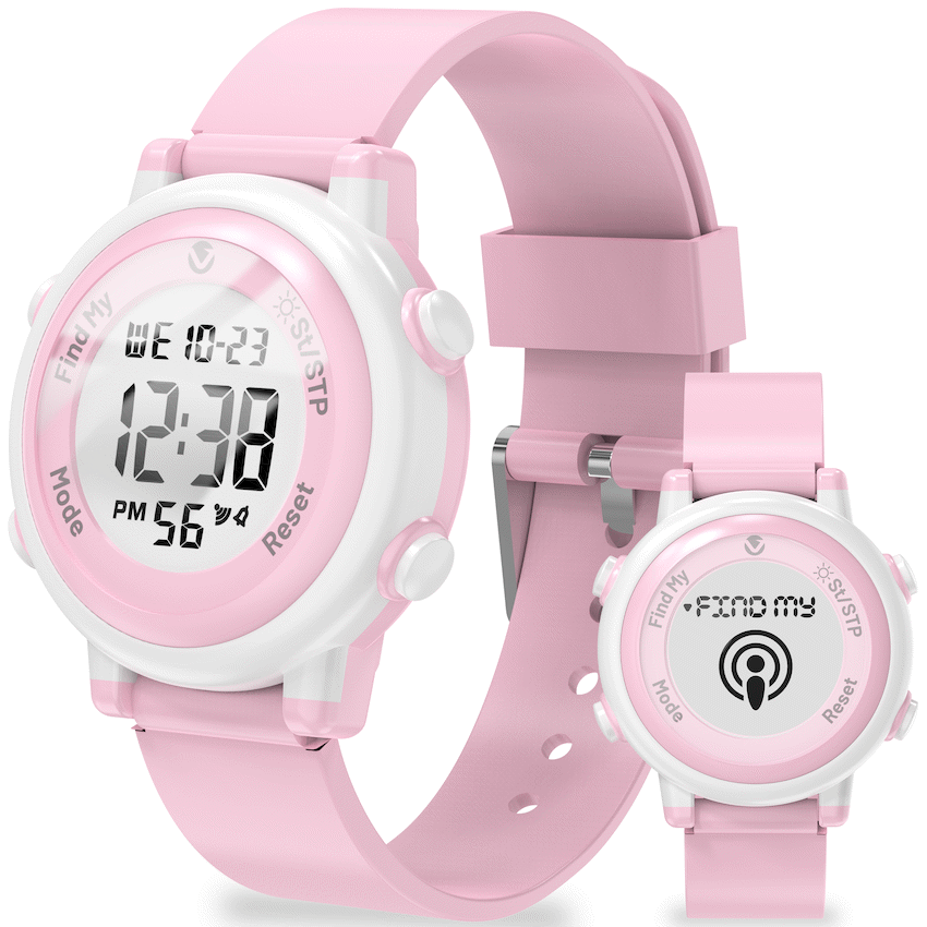 Volkano Kids Digital Watch with Apple Find My - 3ATM Waterproof (Anti-Lost) - Pink