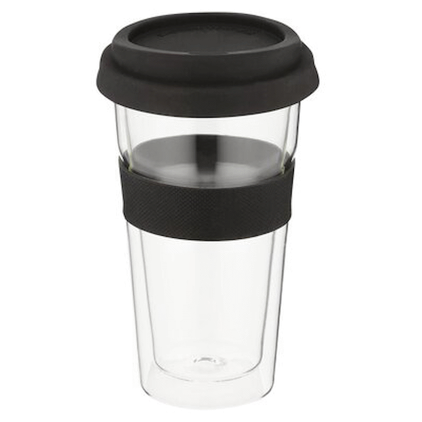 Snappy Thermal Glass Tumbler 400ml Black