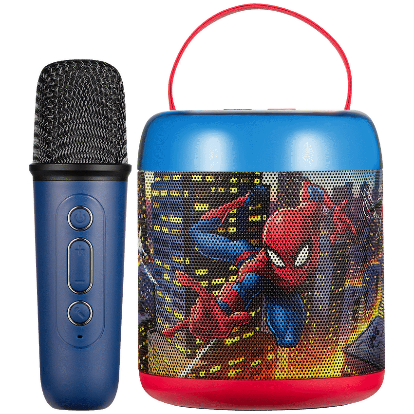 Marvel Spider-Man Cylinder Karaoke Speaker with Bluetooth Microphone