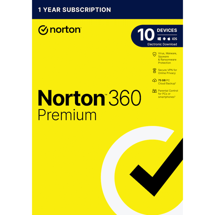 NORTON 360 PREMIUM 75GB AF 1 USER 10 DEVICE 12MONTH