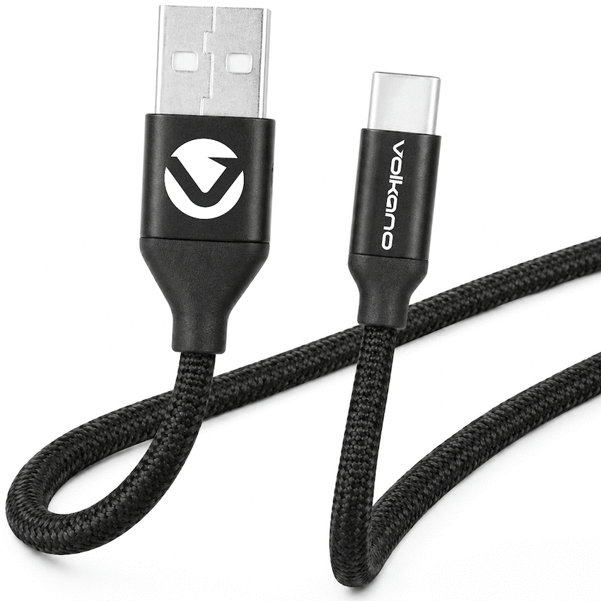 Volkano Weave Series Braided USB A to Type-C Cable 1.2m 60w - Black