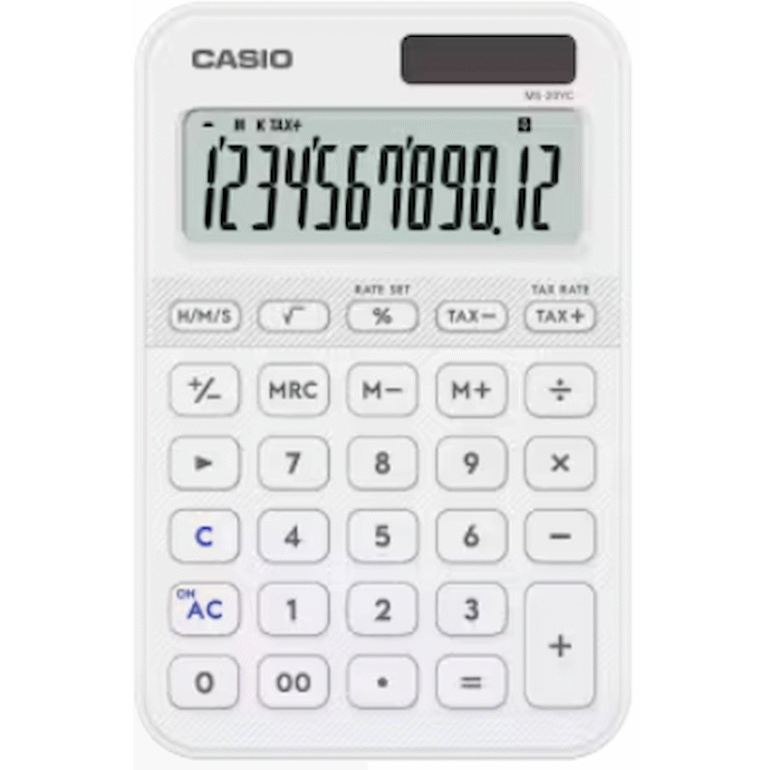 Casio MS-20YC 12 Digit Desk Calculator White