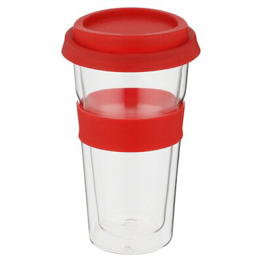 Snappy Thermal Glass Tumbler 400ml Red