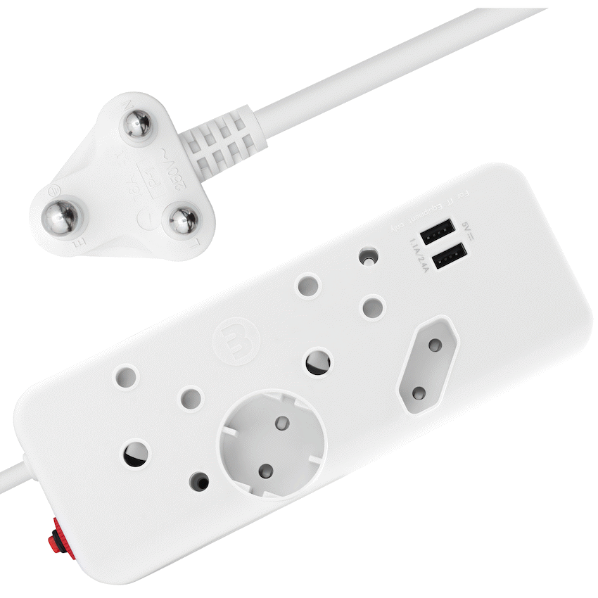 Ellies 4-Way Multiplug - 2 x USB 2.4a - 0.4m
