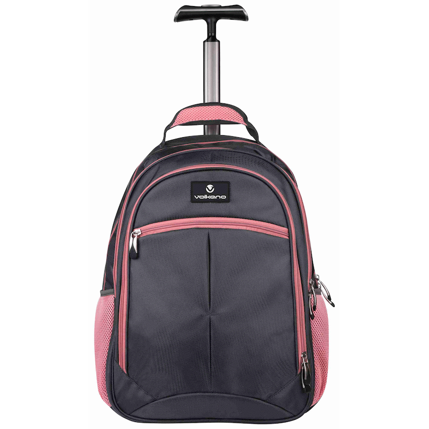 Volkano Orthopaedic Trolley Backpack 27L - Dark Grey/Pink