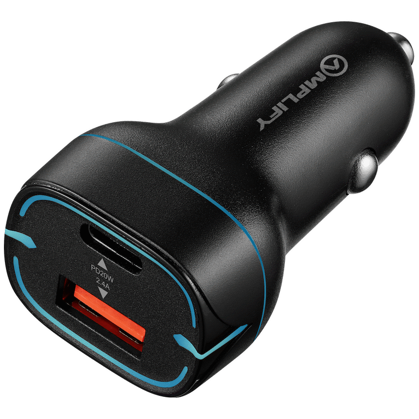 Amplify Volto Series Dual Car Charger 32W (Type-C + USB) - Black