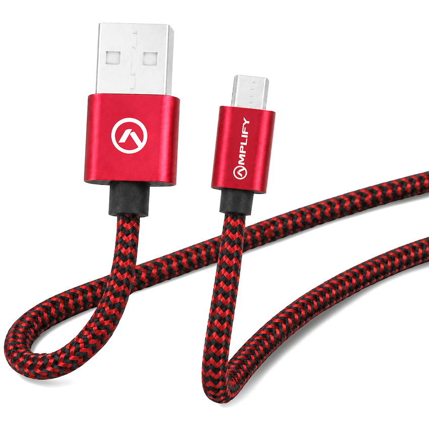 Amplify Linked Series Micro USB Braided Cable - 2m - Black/Red