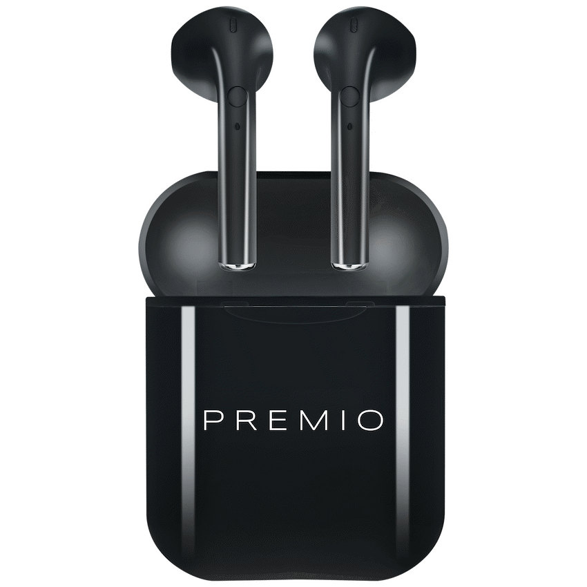 Premio V4 + Series TWS Earphones + Charging Case + Cover - Black with White Cover