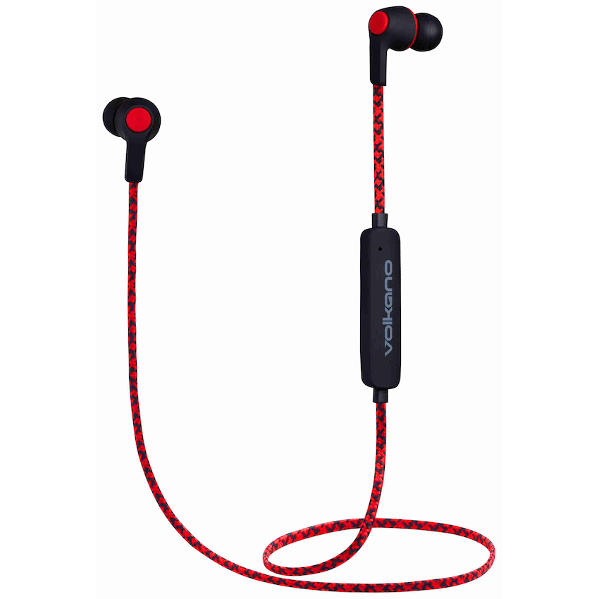 Volkano Moda - Nylon Bluetooth Earphones with Carry Case - RD