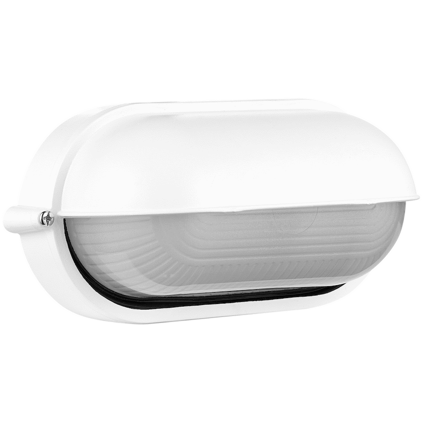 Ellies Arc Series - Large AC Oval Bulkhead - Aluminium + Glass - E27 Base -WT