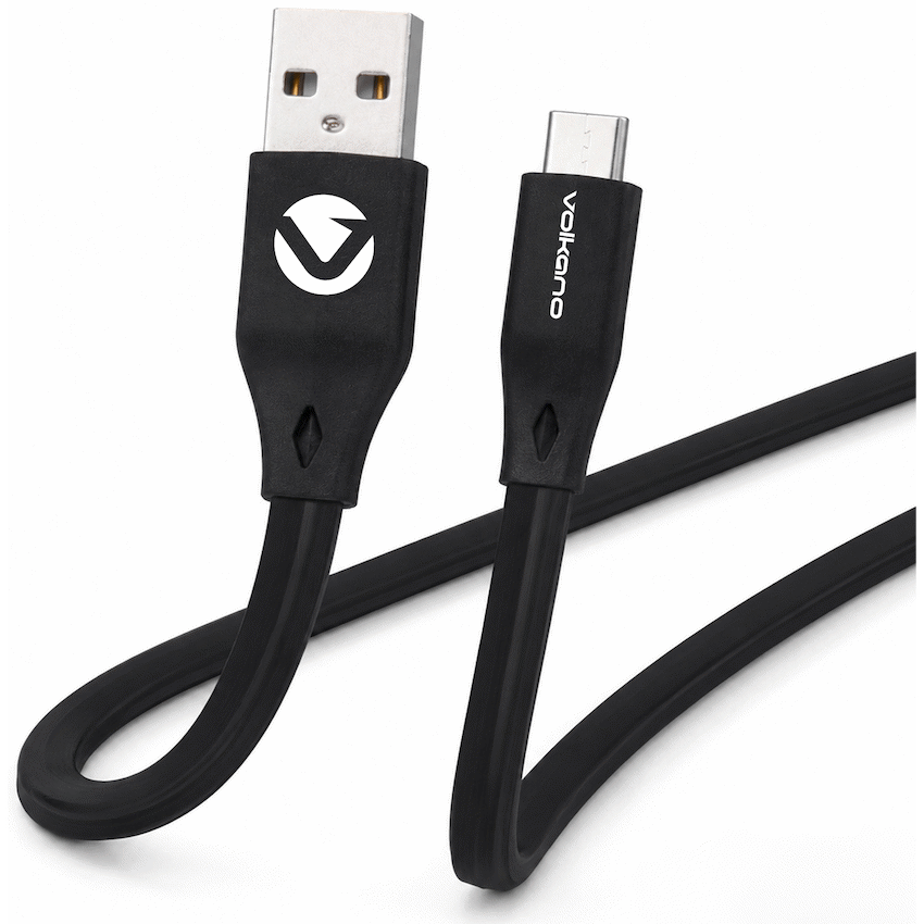 Volkano Slim Series Flat PVC Type-C Cable 1.2m - Black
