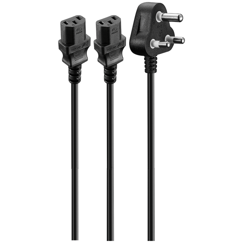 Volkano Presto Series Double 3 Pin IEC Power Cable 1.8m 10a - Black