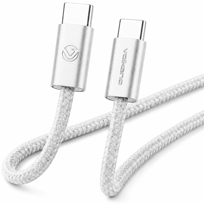 Volkano Weave Series 60w USB C to USB C 1.2m-White
