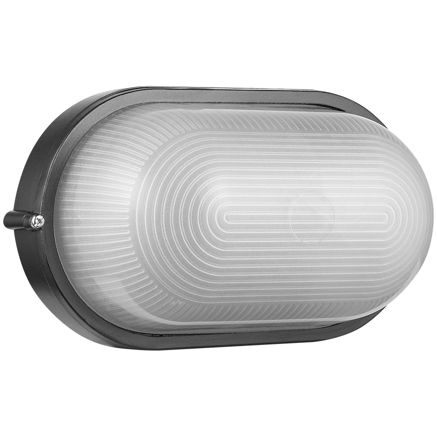 Ellies Illume Series - Large AC Oval Bulkhead - Aluminium  + Glass - E27 Base -BK