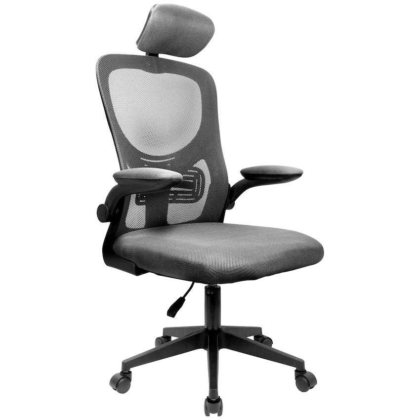 Everfurn Kira High Back Office Chair with Headrest - Grey with Black Frame