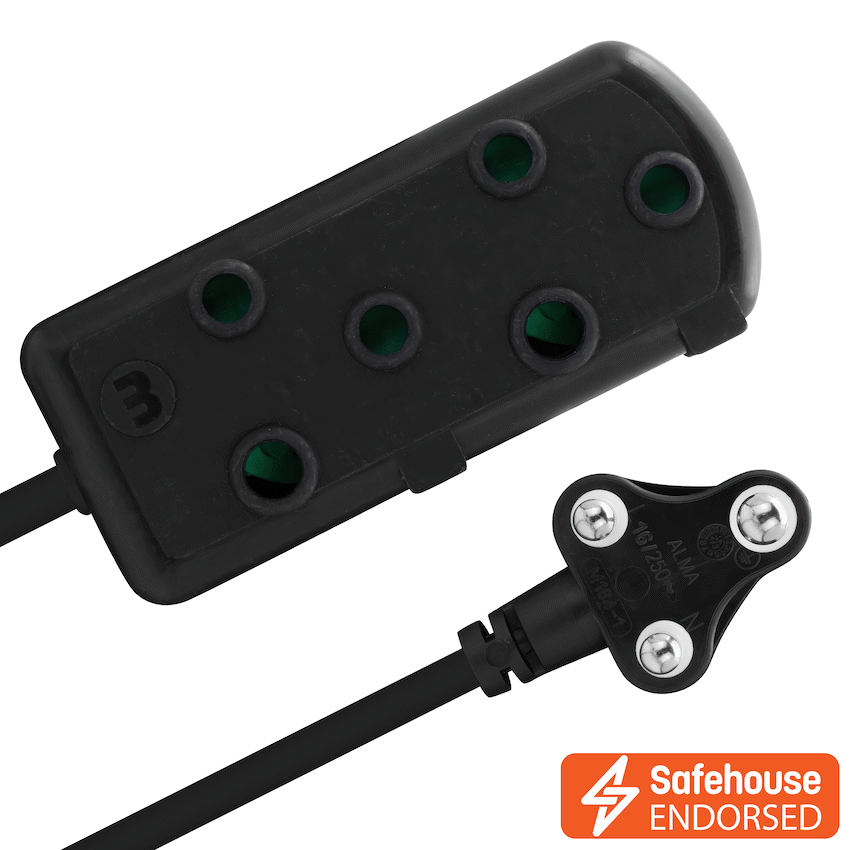 Ellies Side by Side Heavy Duty Extension Lead-5M-BK