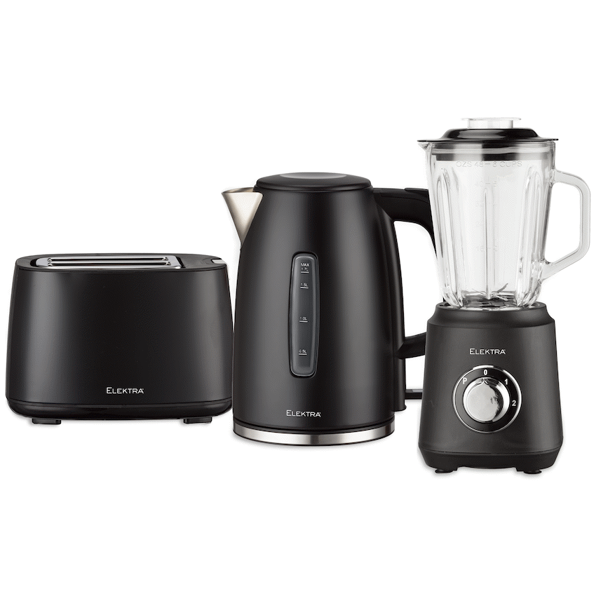 Elektra Kettle, Toaster and Blender Breakfast Set - Black