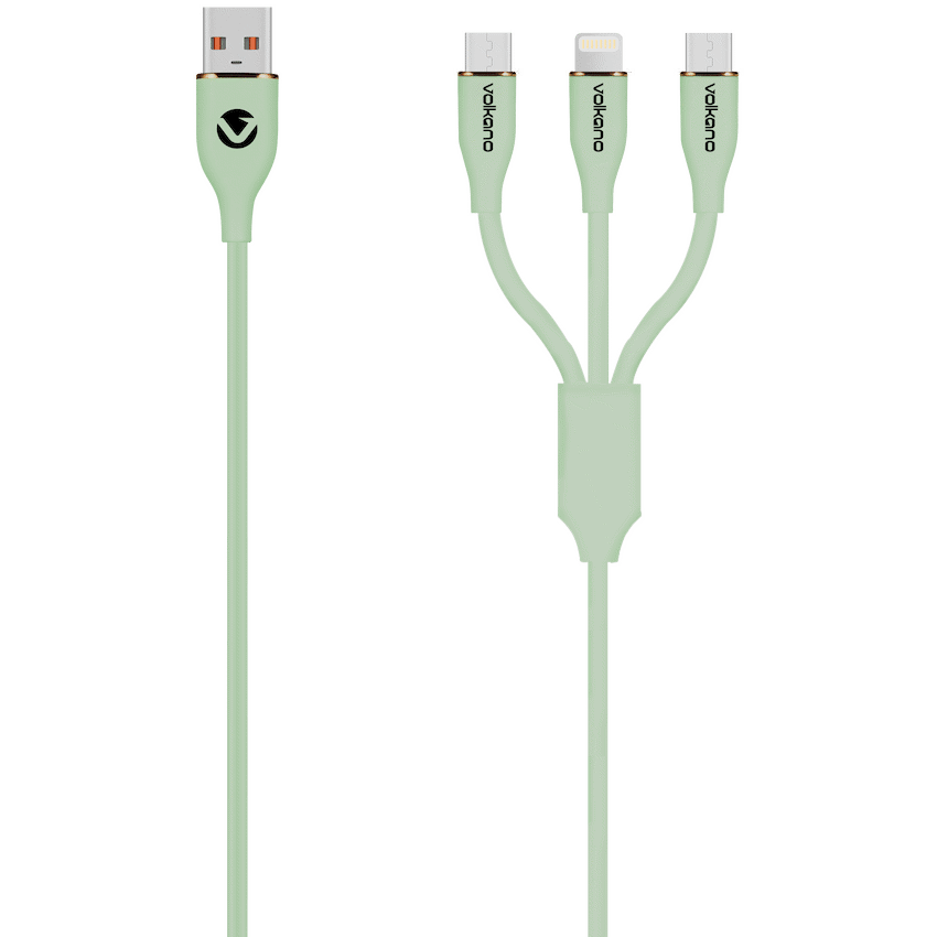 Volkano Flexi Series 3-in-1 Charging Cable - Green