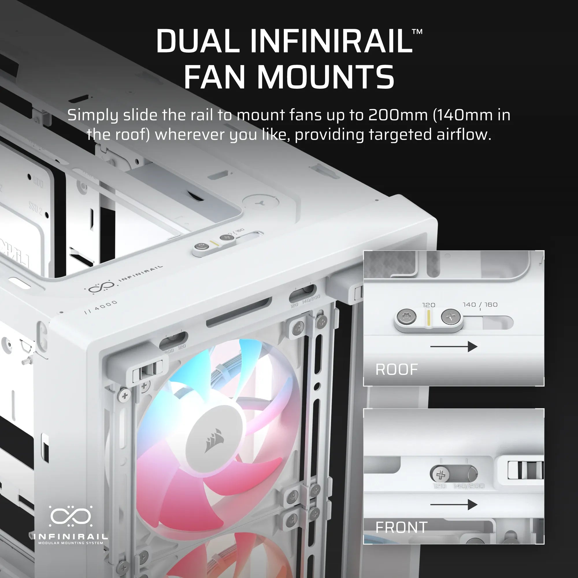 FRAME 4000D LCD RS ARGB Premium Mid-Tower PC Case; Includes 4x RS120 PWM ARGB Fans; XENEON EDGE; White. - image 2