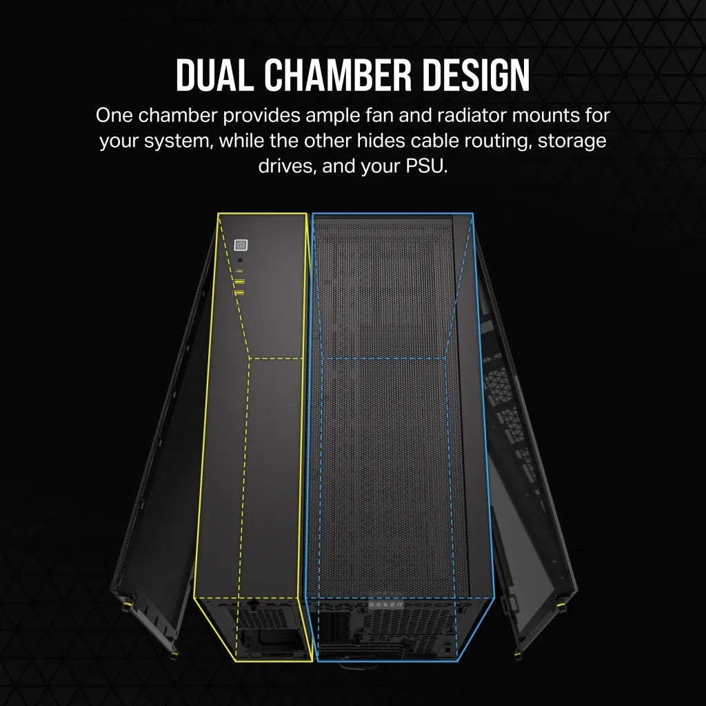 iCUE 2500X Micro ATX Black Dual Chamber PC Case; 2x 2.5'' Drive Bays; 2x 3.5''; Up to 360mm Radiator compatible - image 7