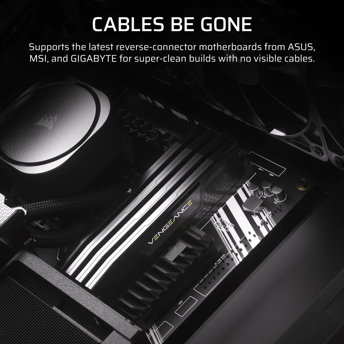 FRAME 4000D LCD RS ARGB Premium Mid-Tower PC Case; Includes 4x RS120 PWM ARGB Fans; XENEON EDGE; Black. - image 2