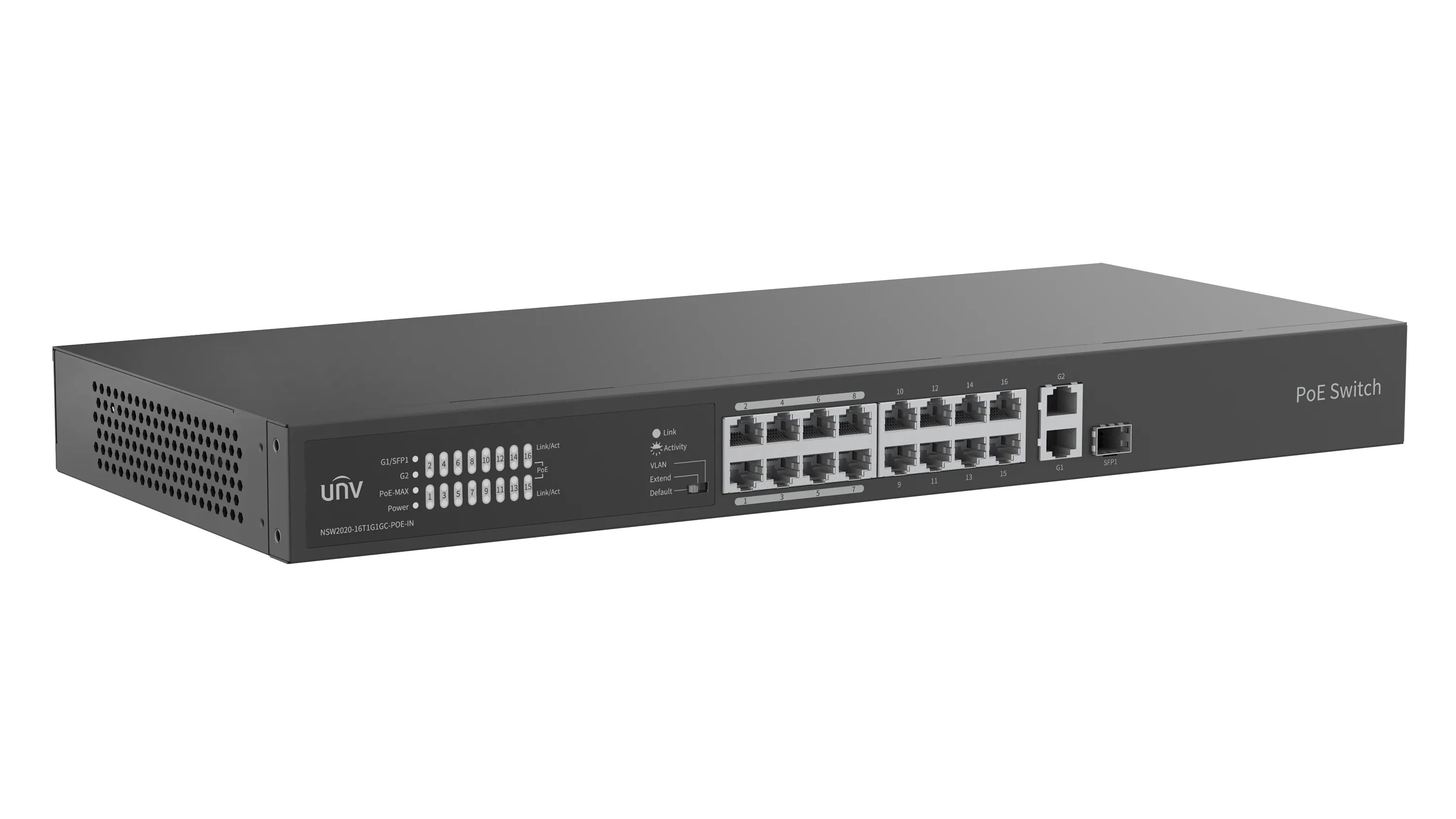 UNV - 16x Fast Ethernet PoE Ethernet Port Switch, 2x Gigabit port, 1x SFP port - image 3