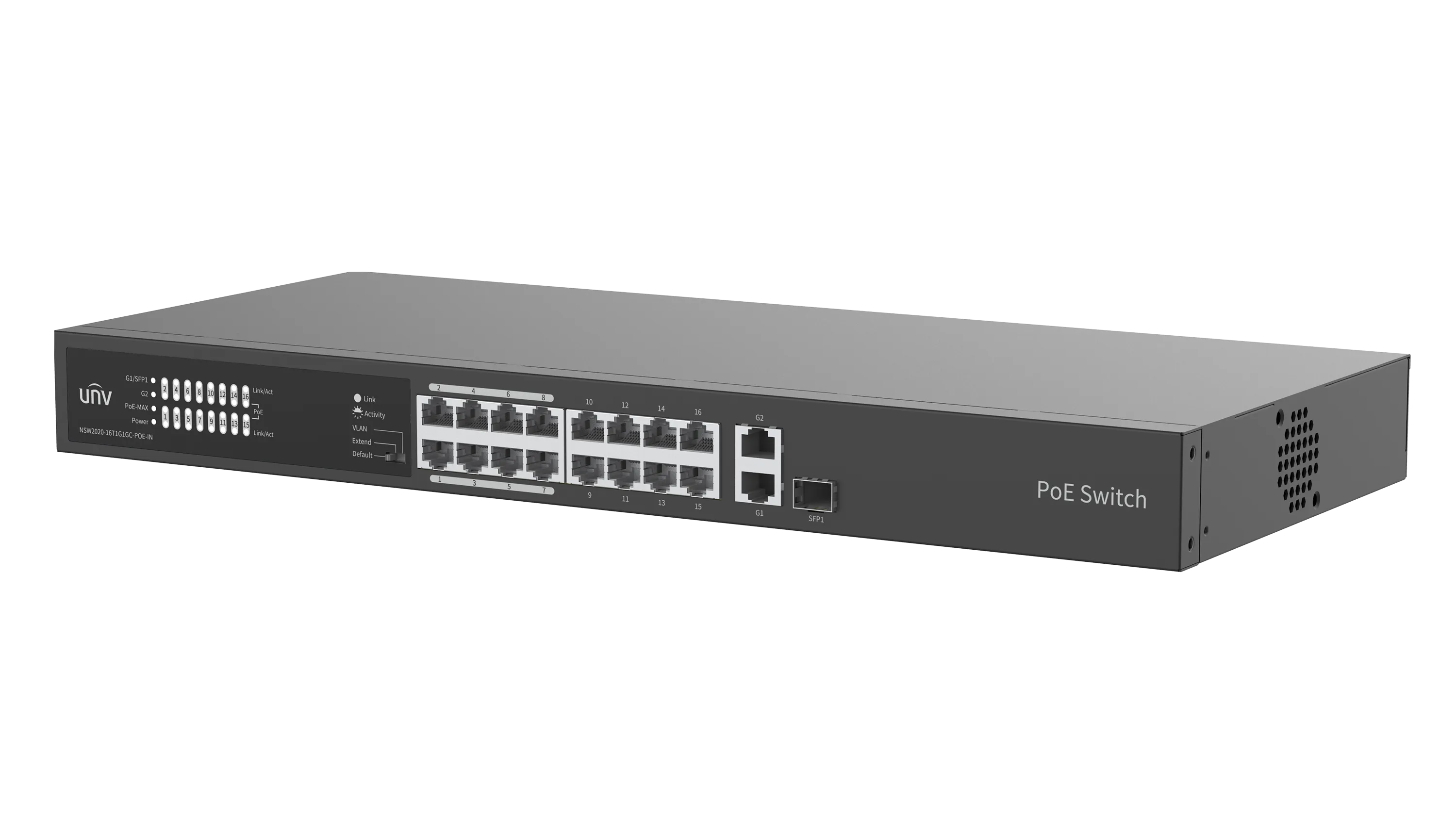 UNV - 16x Fast Ethernet PoE Ethernet Port Switch, 2x Gigabit port, 1x SFP port - image 4