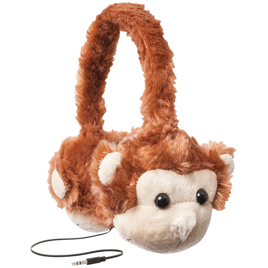 Animalz Furry Retractable Volume Limiting Over-the-Ear Headphones - Monkey