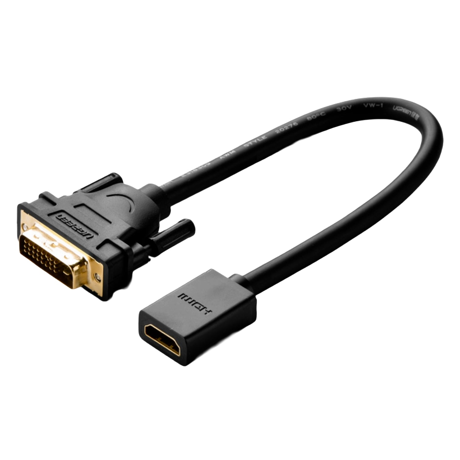 UGREEN DVI to HDMI Cable Adapter 15cm | Male to Female | 1080p Full HD – Black – image 2