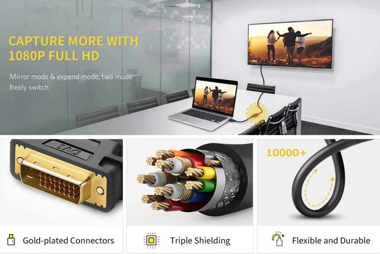 UGREEN DVI to HDMI Cable Adapter 15cm | Male to Female | 1080p Full HD – Black – image 3